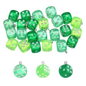 4665 30 Pcs Transparent Dice Beads Charm 3D Cube Acrylic Dice Charm Pendant